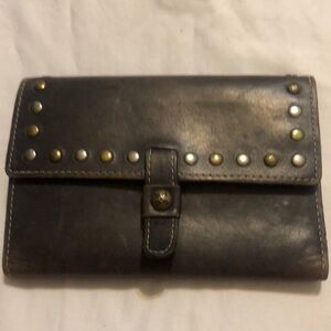 Patricia Nash Brown Leather Studded Large Trifold Ladies Wallet